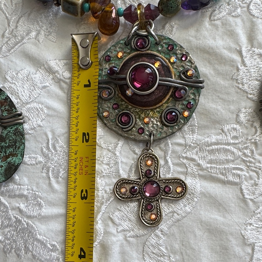 Bohemian Multicolor Beaded Necklace with Matching Earrings - Picture 10 of 12